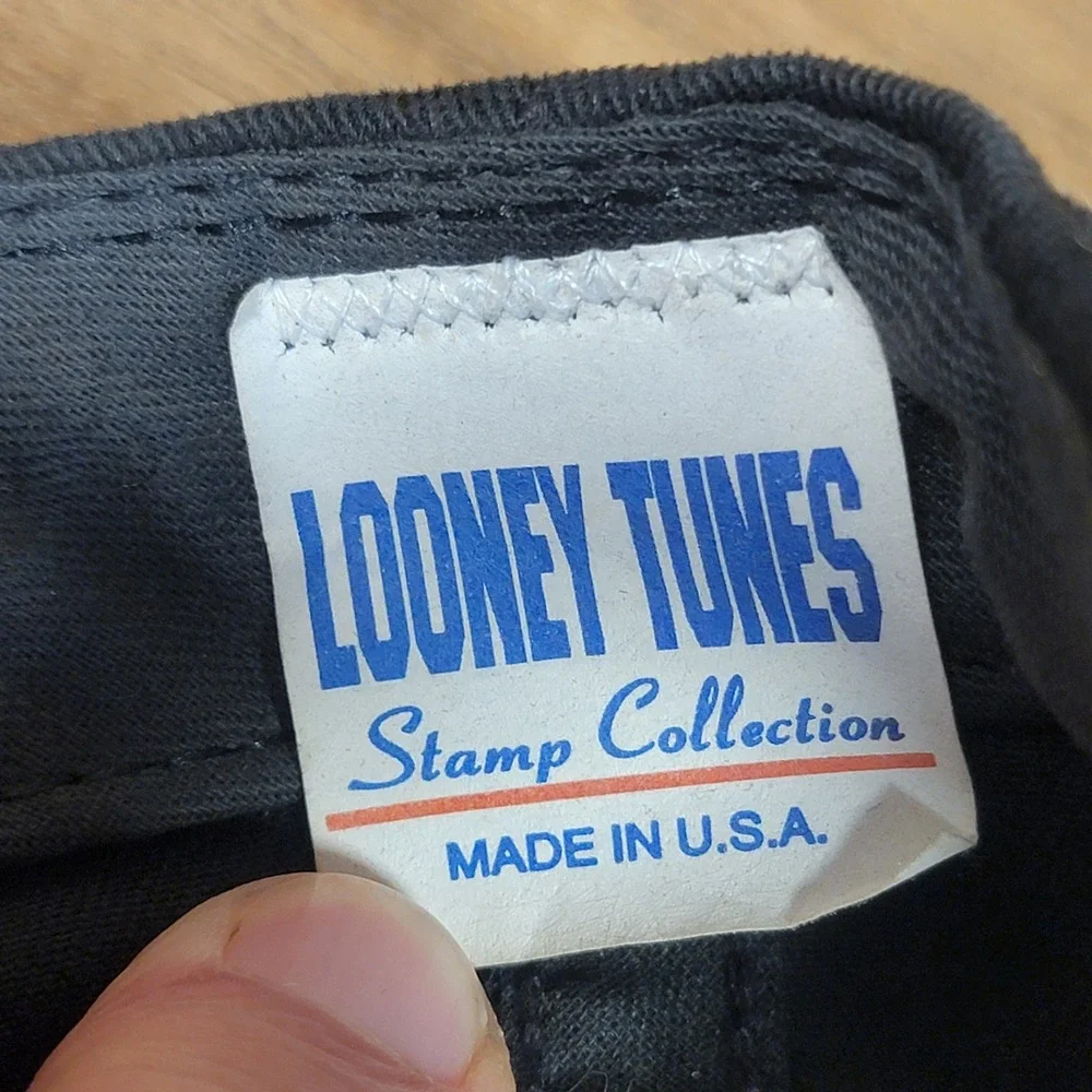 Vintage 1997 Looney Tunes Hat USPS Stamp‎ Collection Snapback Black USA Cap 90s